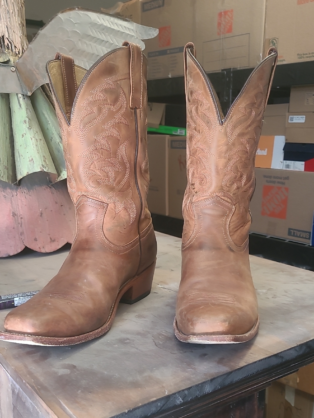 Men's Brown Leather Cowboy Boots - Classic Western Style
